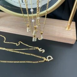 Pearl Initial Necklace Gold Name Necklace Freshwater Pearl Letter Pendant Layering Necklace WATERPROOF Jewelry Christmas Gift For Her -Jewellery Paradise il fullxfull.4140500995 6x2t