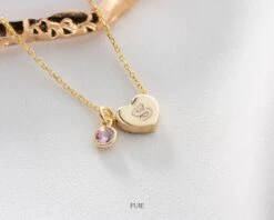 Personalized Initial Necklace With Birthstone, Heart Necklace, Christmas Gift For Her, Birthstone Necklace, Handmade Jewelry, Birthday Gift -Jewellery Paradise il fullxfull.4152720650 fcpo
