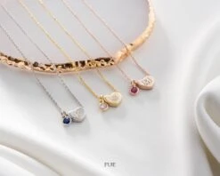 Personalized Initial Necklace With Birthstone, Heart Necklace, Christmas Gift For Her, Birthstone Necklace, Handmade Jewelry, Birthday Gift -Jewellery Paradise il fullxfull.4152720656 a6lh