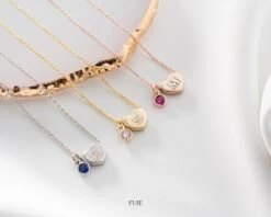 Personalized Initial Necklace With Birthstone, Heart Necklace, Christmas Gift For Her, Birthstone Necklace, Handmade Jewelry, Birthday Gift -Jewellery Paradise il fullxfull.4152720660 hcvy