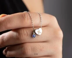 Personalized Initial Necklace With Birthstone, Heart Necklace, Christmas Gift For Her, Birthstone Necklace, Handmade Jewelry, Birthday Gift -Jewellery Paradise il fullxfull.4152720708 1i3r