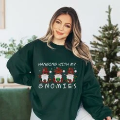 Christmas Sweatshirt, Hanging With My Gnomies Sweatshirt, Funny Christmas Jumper, Xmas Sweatshirt For Men Women, Christmas Gnome Gift