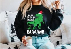 FUNNY DINOSAUR CHRISTMAS Jumper Womens Christmas Jumper T Rex Jumper Womens Christmas Sweater Novelty Christmas Jumper
