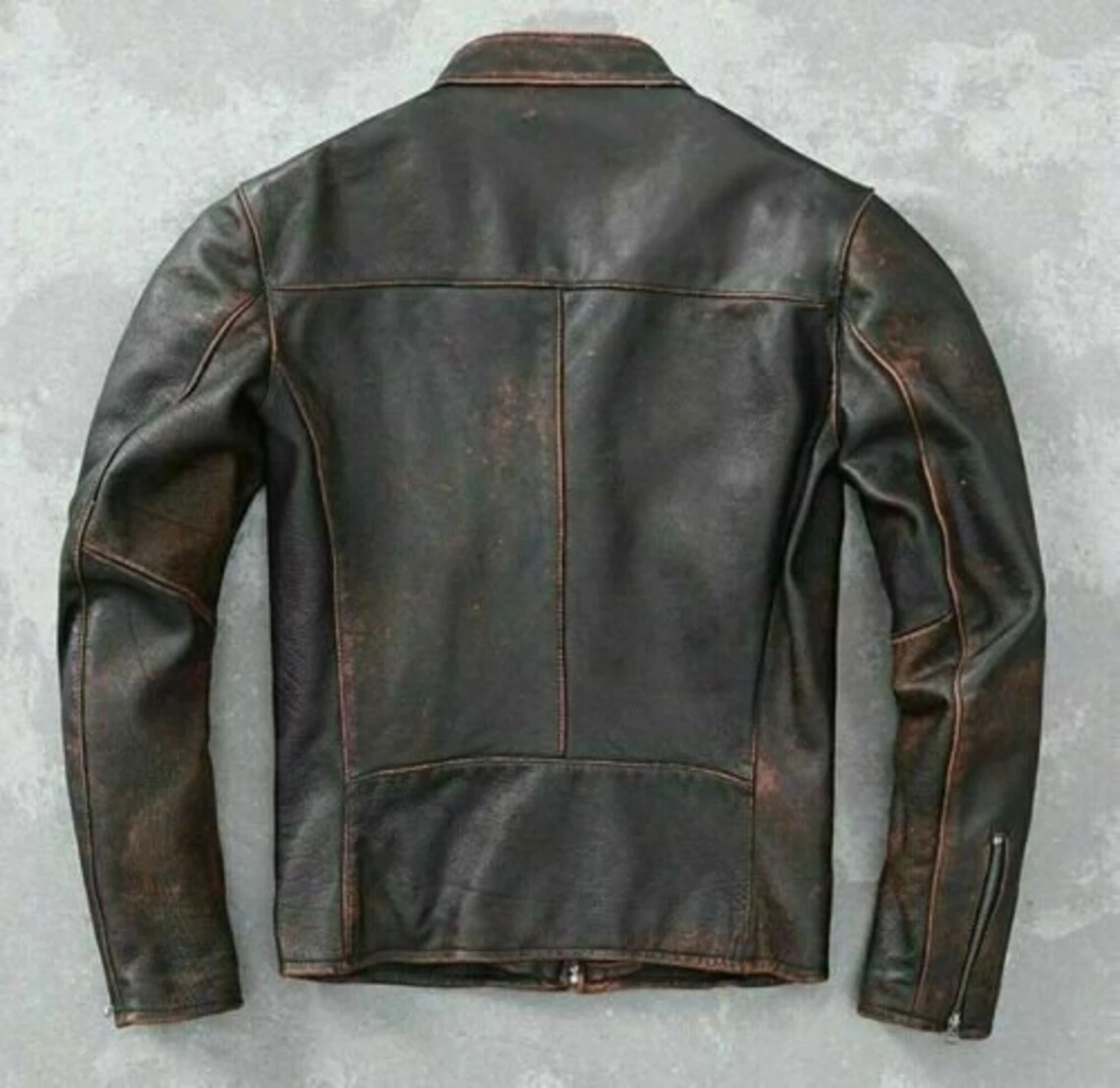 Leather Jacket Men Mens Coat Biker Jacket Brown Hand Made Real Leather Vintage Style Jacket For Men Anniversary Gifts For Men Christmas Gift 5 Leather Jacket Men Mens Coat Biker Jacket Brown Hand Made Real Leather Vintage Style Jacket For Men Anniversary Gifts For Men Christmas Gift - Image 3
