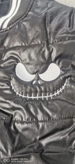 Oogie Boogie Black White Puffer Baseball Winter Coat Varsity Jacket Hoodie Hoody Jack Skellington Nightmare Before Christmas NBC Tim Burton -Jewellery Paradise il fullxfull.4207686348 5vj3