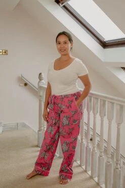 100% Cotton Trousers, Christmas Gift For Her, Pink Pjs UK,Sustainable Cotton Nightwear,Cotton Pyjama,Block Print,Gifts For Her, Christmas