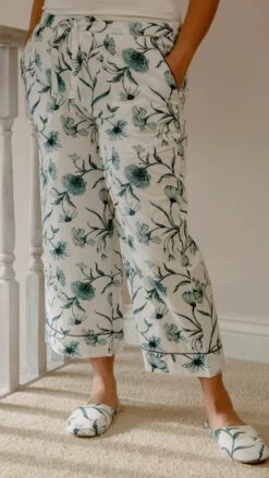 Organic Cotton Trousers, White Cotton Bottoms UK, Sustainable Nightwear, Block Print, Organic Cotton Pyjama Bottoms, Christmas Gifts For Her -Jewellery Paradise il fullxfull.4212159528 3bsg