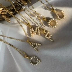 Pearl Initial Necklace Gold Name Necklace Freshwater Pearl Letter Pendant Layering Necklace WATERPROOF Jewelry Christmas Gift For Her -Jewellery Paradise il fullxfull.4220822603 3r08