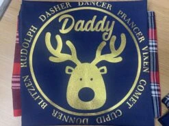 Personalised Christmas Pyjamas Gold Rudolph Reindeer Pyjamas Matching Pyjamas Tartan Loungewear Adult Christmas Pyjamas