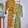 Pure Cotton Olive Mustard Ikat Print House Dressing Robe Spa Kimono Beach Coverup/Comfy Maternity New Mom Couple Set His Her Christmas Gift -Jewellery Paradise il fullxfull.4229841220 6wqe