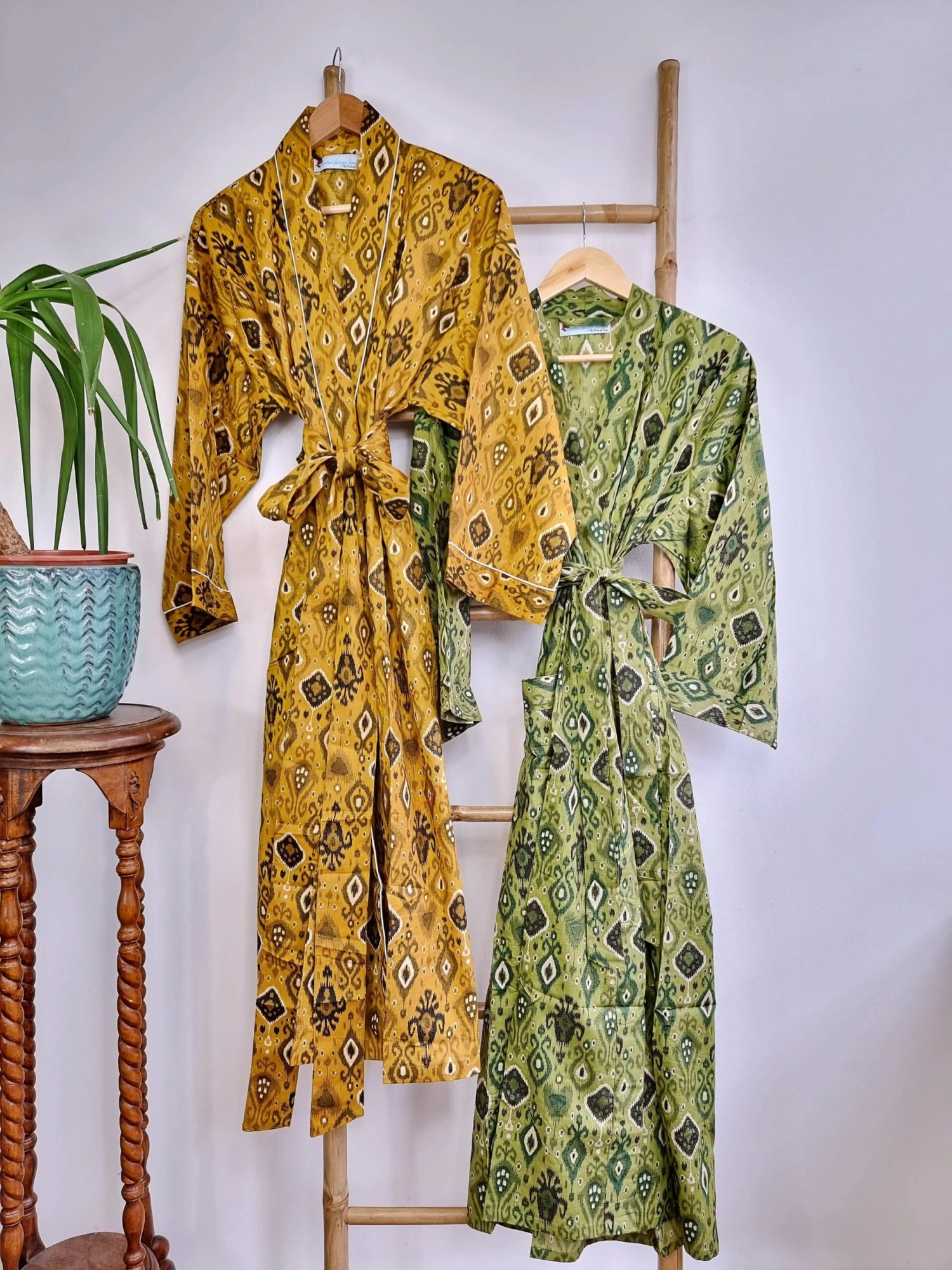 Pure Cotton Olive Mustard Ikat Print House Dressing Robe Spa Kimono Beach Coverup/Comfy Maternity New Mom Couple Set His Her Christmas Gift 3 Pure Cotton Olive Mustard Ikat Print House Dressing Robe Spa Kimono Beach Coverup/Comfy Maternity New Mom Couple Set His Her Christmas Gift