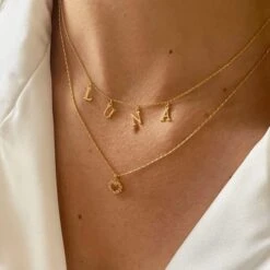 Fine Chain Necklace First Name Of Your Choice - Personalized Stainless Steel - Ras Le Cou - Gift Woman Girl Christmas - Gold Or Silver - Initial Letter