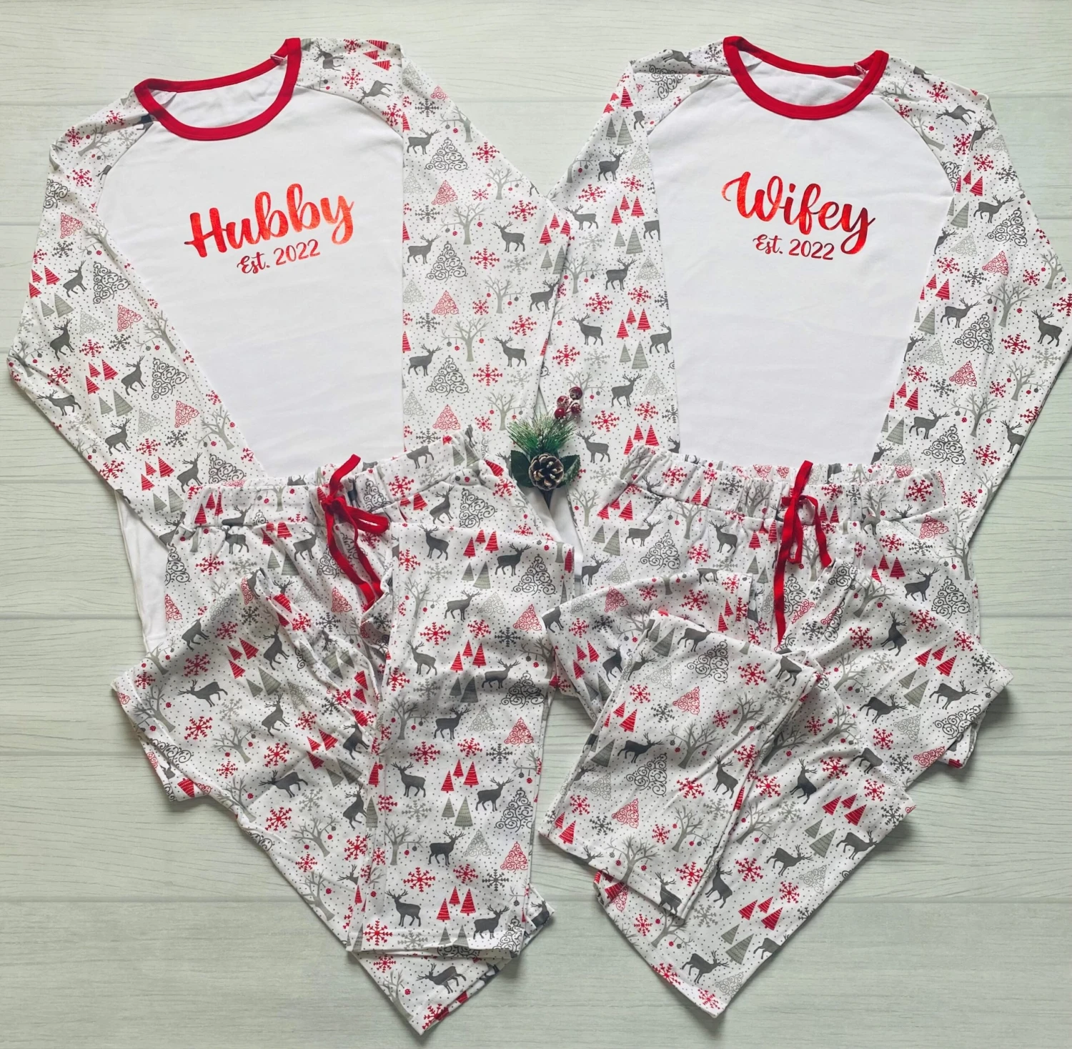 Hubby Wifey Matching Christmas Pyjamas, Adult Couple Xmas Pjs, Husband Wife Fiance Fiancee Friends Family Xmas Eve Gift 3 Hubby Wifey Matching Christmas Pyjamas, Adult Couple Xmas Pjs, Husband Wife Fiance Fiancee Friends Family Xmas Eve Gift