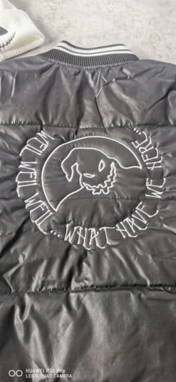 Oogie Boogie Black White Puffer Baseball Winter Coat Varsity Jacket Hoodie Hoody Jack Skellington Nightmare Before Christmas NBC Tim Burton -Jewellery Paradise il fullxfull.4255342569 41hp