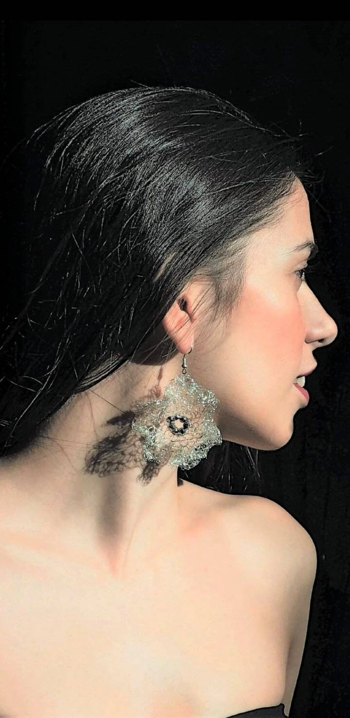 Wire Crochet Earrings,knitted Earrings, Statement Wire Earrings, Bridal Mesh Earrings, Flower Earrings Silver, Christmas Earrings,mom's Gift 6 Wire Crochet Earrings,knitted Earrings, Statement Wire Earrings, Bridal Mesh Earrings, Flower Earrings Silver, Christmas Earrings,mom's Gift - Image 4