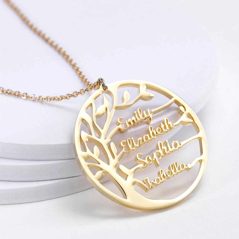 Family Name Necklace, Family Tree Necklace, Disc Necklace, Multiple Names Necklace, Personalized Name Necklace, Gift For Mum, Christmas Gift 4 Family Name Necklace, Family Tree Necklace, Disc Necklace, Multiple Names Necklace, Personalized Name Necklace, Gift For Mum, Christmas Gift - Image 2
