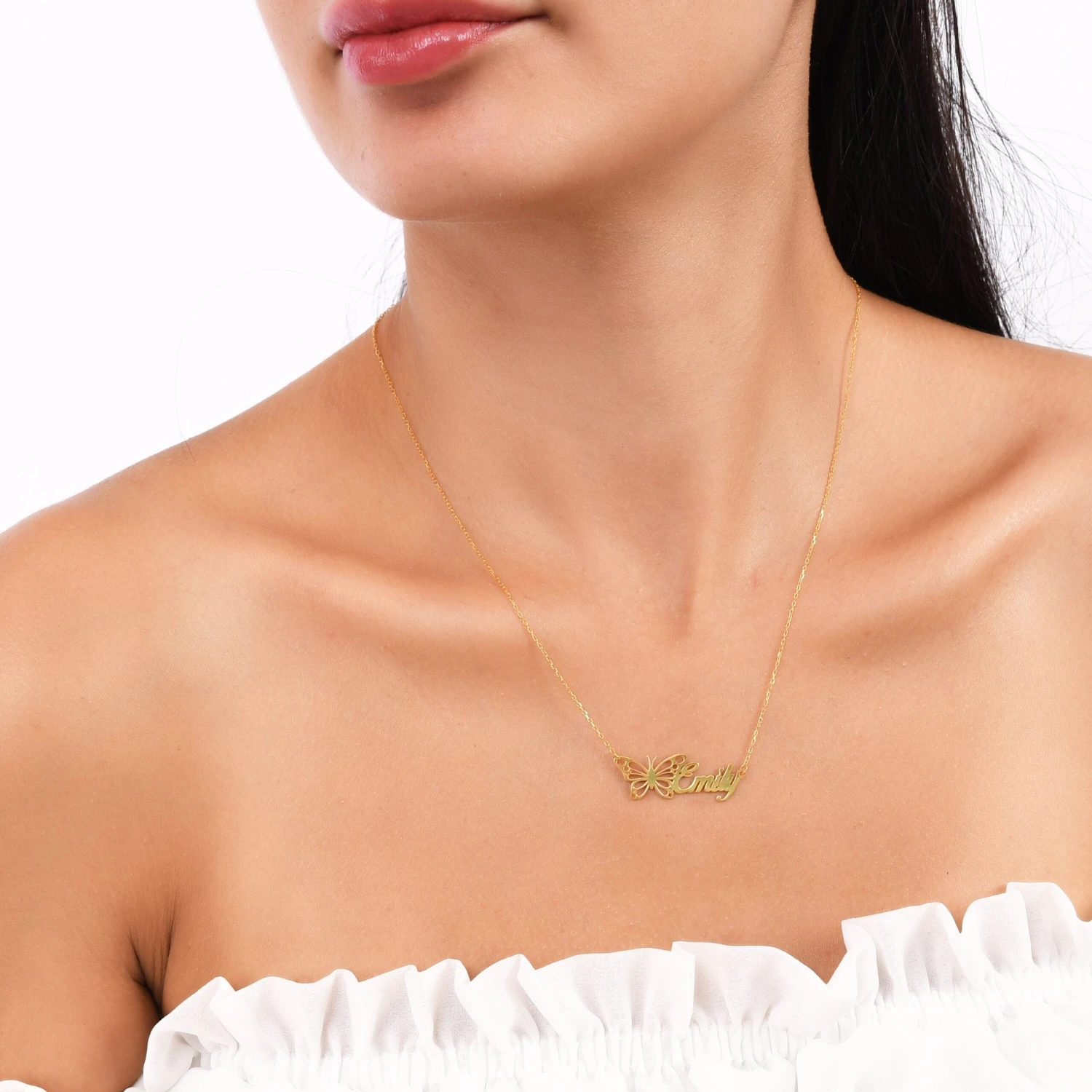 Personalised Name Necklace With Butterfly, Personalised Necklace, Silver Necklace, Christmas Gift 4 Personalised Name Necklace With Butterfly, Personalised Necklace, Silver Necklace, Christmas Gift - Image 2