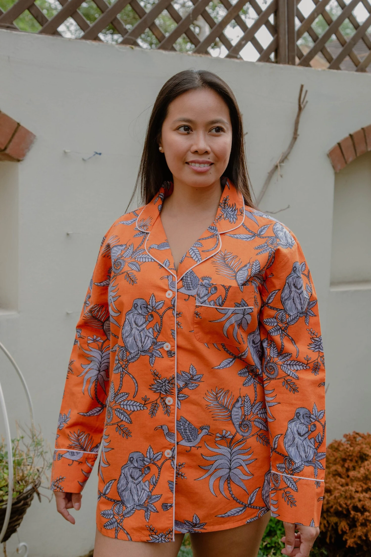 Cotton Shirt, 100% Organic PJ, Christmas Gift For Her, Orange Shirt UK, Womens Christmas Present UK, Sustainable Nightwear Pjs,Gifts For Her 7 Cotton Shirt, 100% Organic PJ, Christmas Gift For Her, Orange Shirt UK, Womens Christmas Present UK, Sustainable Nightwear Pjs,Gifts For Her - Image 5