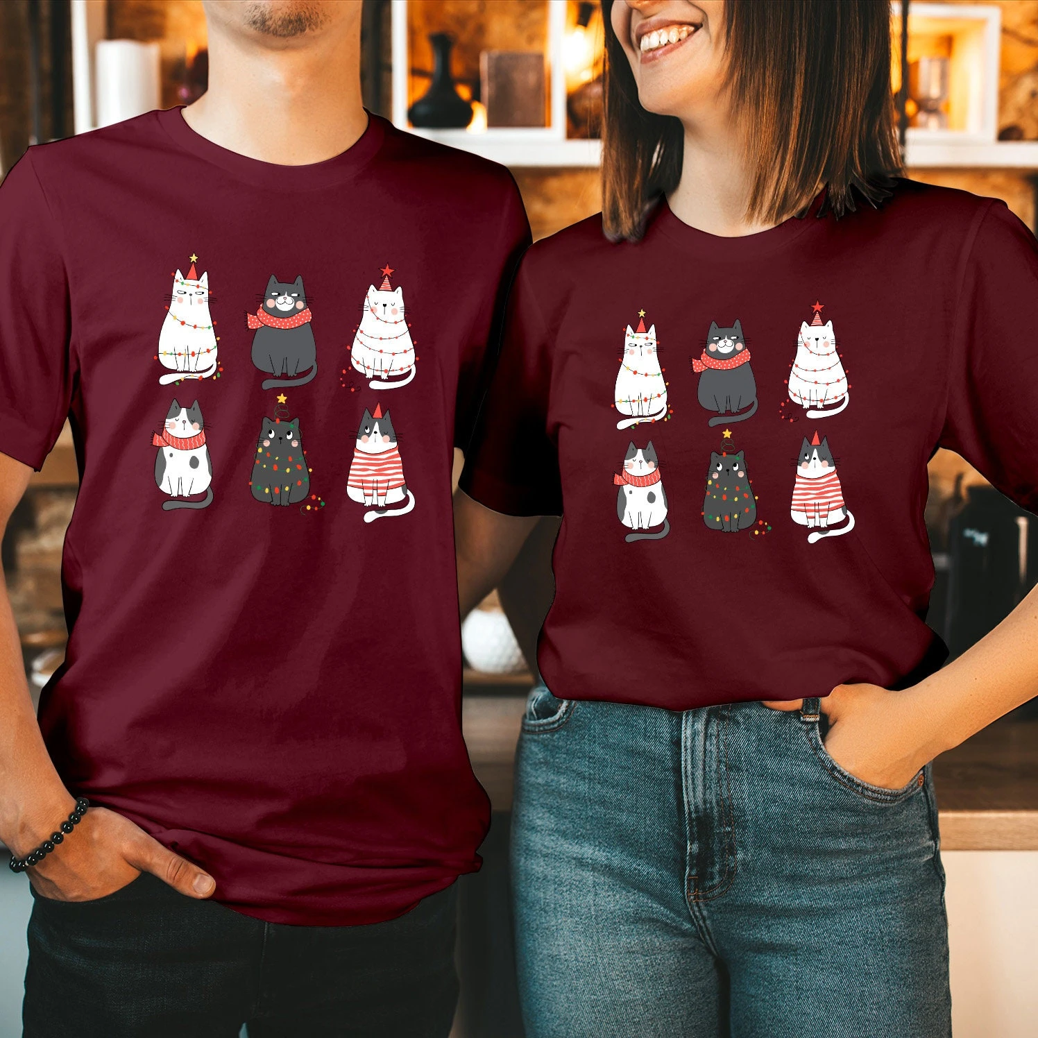 TSHIRT (5129) CHRISTMAS CAT Lighting Cats T-Shirt Funny Meowy Catmas Elf Costume Outfit Xmas Holiday Gift Shirt 8 TSHIRT (5129) CHRISTMAS CAT Lighting Cats T-Shirt Funny Meowy Catmas Elf Costume Outfit Xmas Holiday Gift Shirt - Image 6