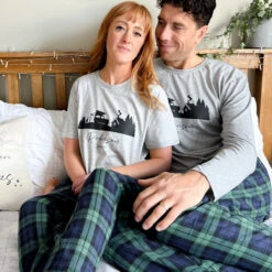 Personalised Matching Couples Christmas Pyjamas , Personalised PJs For Men And Women, His And Hers Pajamas