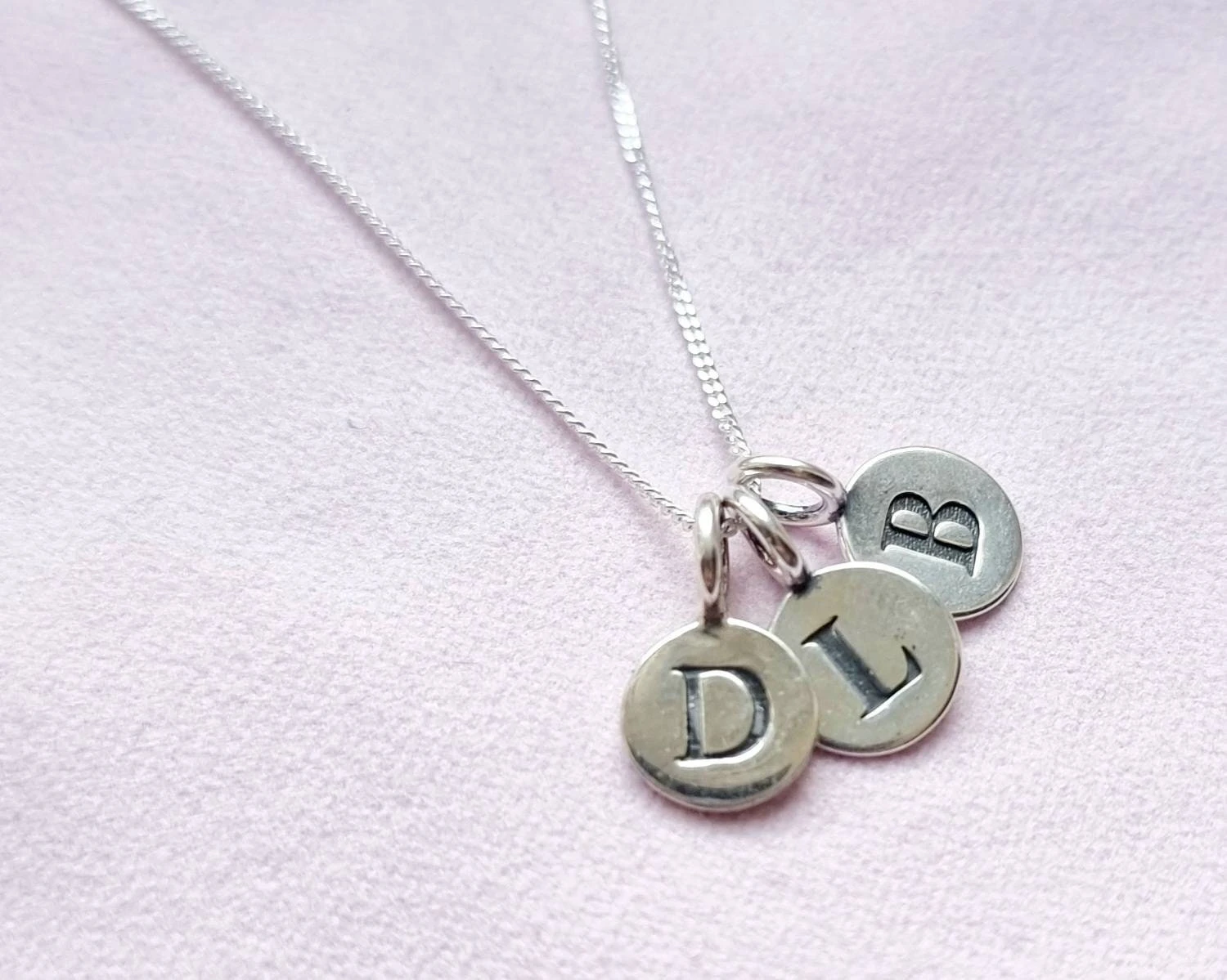 Small, Tiny, Initial, Monogram, Disc, Charm, Necklace, Stack, Solid, 925, Silver, Mum, Baby, Pet, Dog, Cat, Gift, Christmas, Jewellery, 5 Small, Tiny, Initial, Monogram, Disc, Charm, Necklace, Stack, Solid, 925, Silver, Mum, Baby, Pet, Dog, Cat, Gift, Christmas, Jewellery, - Image 3