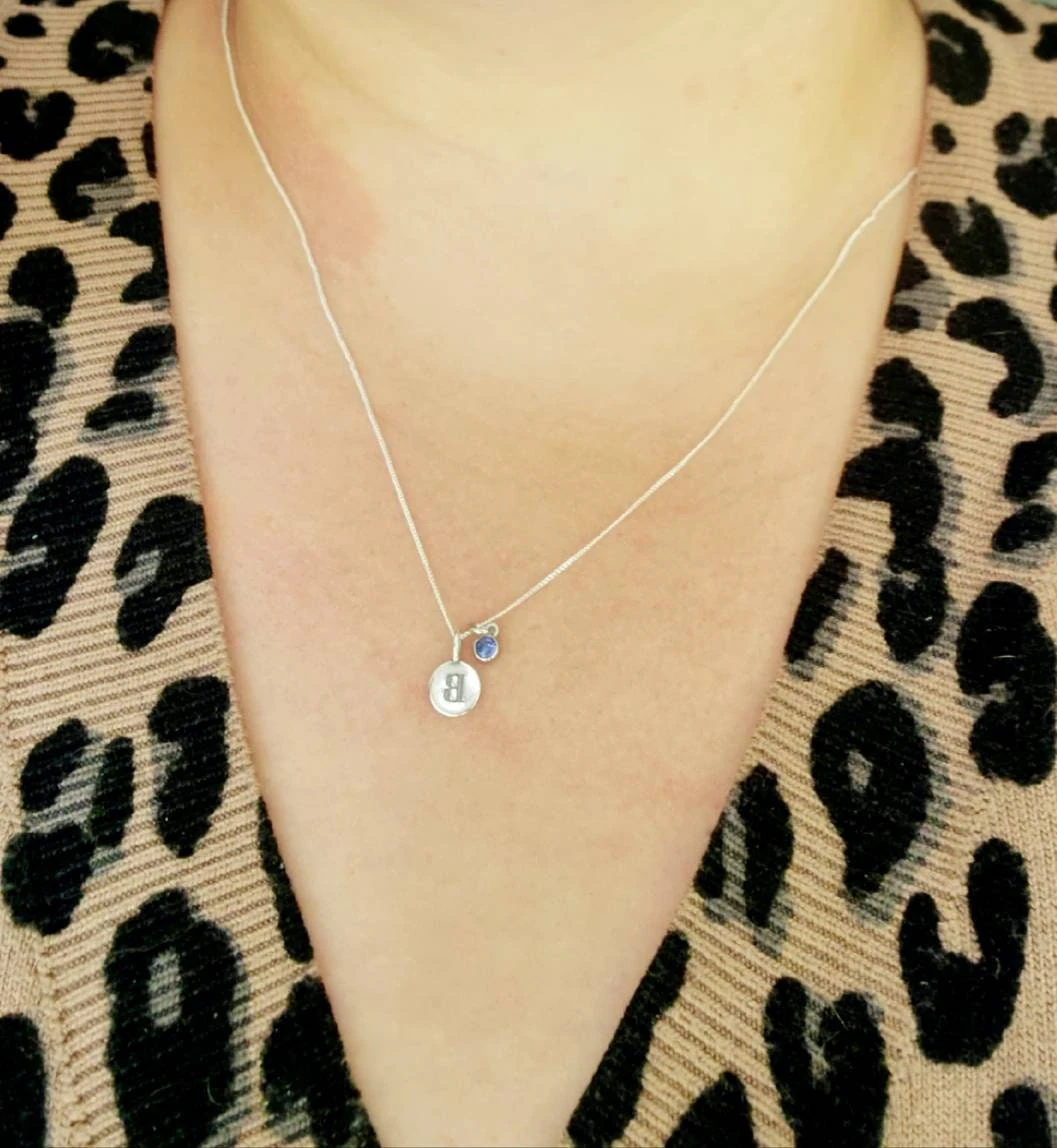 Small, Tiny, Initial, Monogram, Disc, Charm, Necklace, Stack, Solid, 925, Silver, Mum, Baby, Pet, Dog, Cat, Gift, Christmas, Jewellery, 4 Small, Tiny, Initial, Monogram, Disc, Charm, Necklace, Stack, Solid, 925, Silver, Mum, Baby, Pet, Dog, Cat, Gift, Christmas, Jewellery, - Image 2