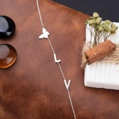 Sideways Necklace Sterling Silver Initial Letter Gold Name Necklace Personalized Dainty Birthstone Jewelry Christmas Gift Sterlingjewelries -Jewellery Paradise il fullxfull.4273395478 db0z