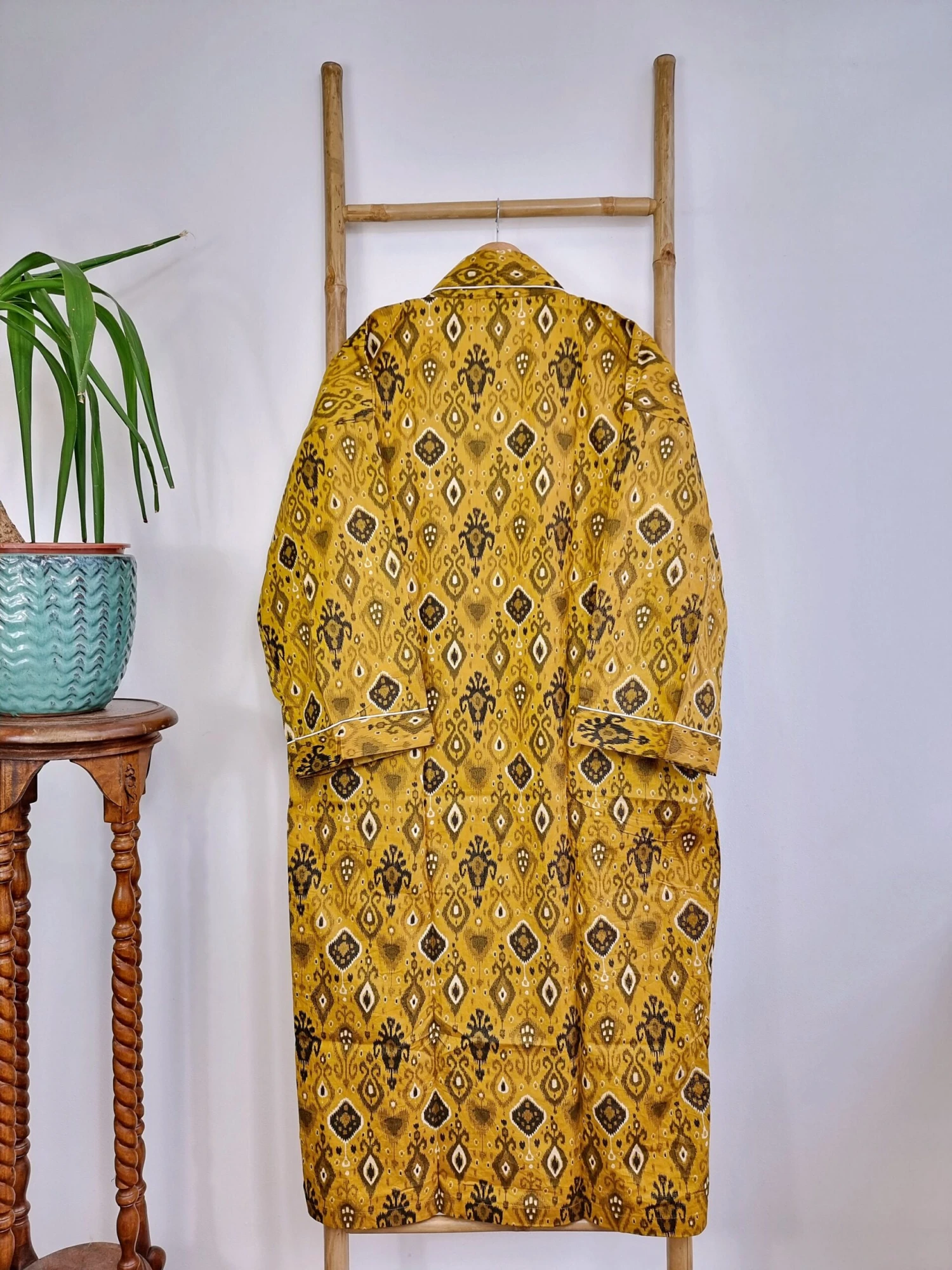 Pure Cotton Olive Mustard Ikat Print House Dressing Robe Spa Kimono Beach Coverup/Comfy Maternity New Mom Couple Set His Her Christmas Gift 11 Pure Cotton Olive Mustard Ikat Print House Dressing Robe Spa Kimono Beach Coverup/Comfy Maternity New Mom Couple Set His Her Christmas Gift - Image 9