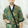 Green Batik Cotton Kimono Robe Jacket, Bali Dressing Gown, Mens Kimono Robe, Wear The World, Dragon Chinese, Christmas Present -Jewellery Paradise il fullxfull.4281053488 4dp5
