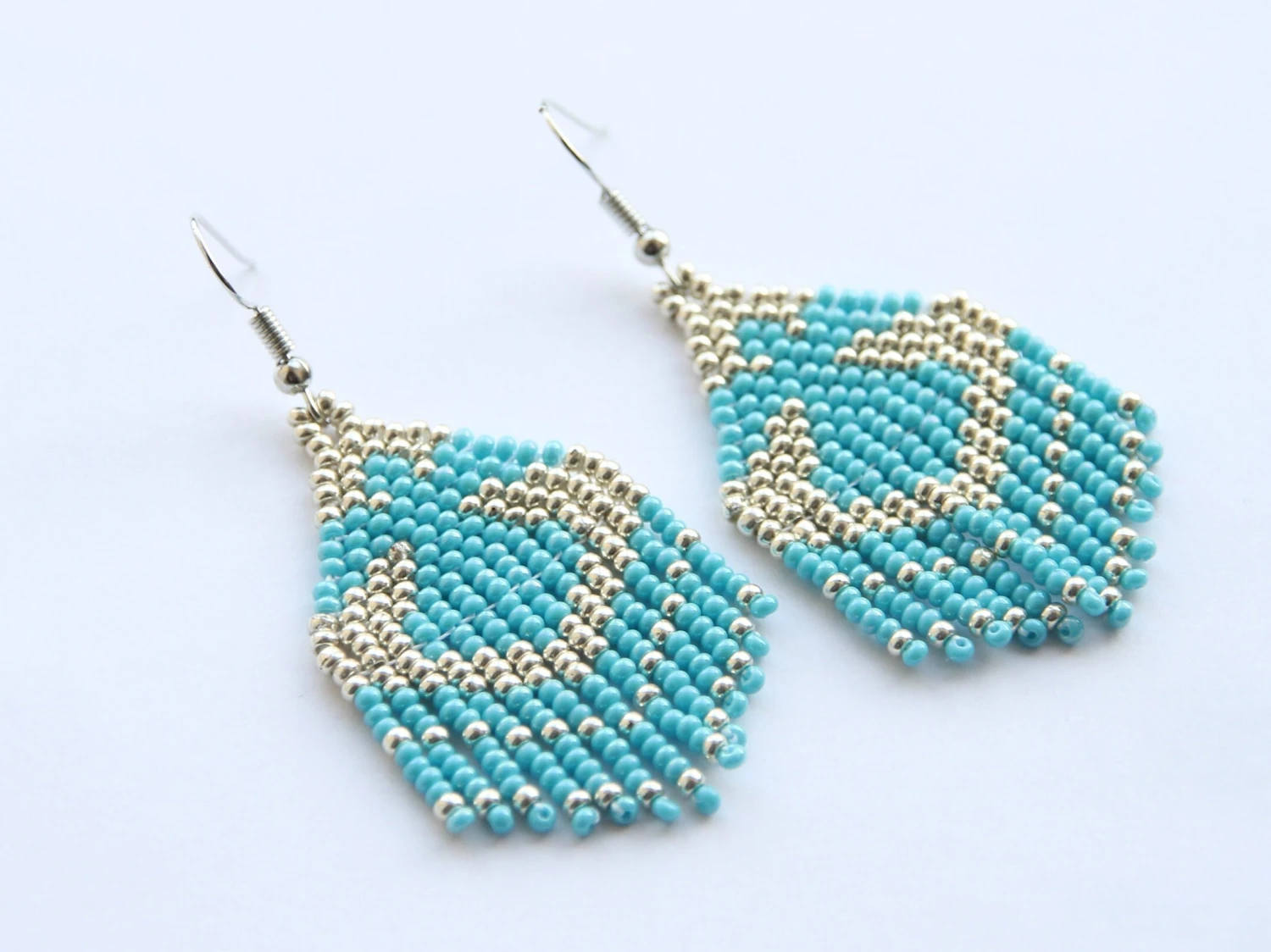 Small Blue Angel Earrings,native American Beaded Earrings,seed Bead Earrings,christmas Angel Earrings 6 Small Blue Angel Earrings,native American Beaded Earrings,seed Bead Earrings,christmas Angel Earrings - Image 4
