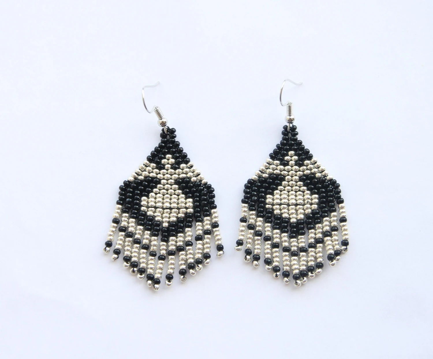 Xmas Earrings Small Silver Angel Earrings,native American Beaded Earrings,seed Bead Earrings,christmas Angel Earrings 4 Xmas Earrings Small Silver Angel Earrings,native American Beaded Earrings,seed Bead Earrings,christmas Angel Earrings - Image 2