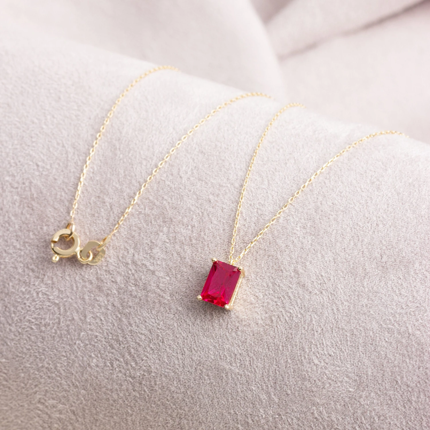 14K Solid Gold Rectangle Ruby Necklace, Minimalist Necklace, Ruby Necklace,Birthstone Jewelry,Rectangle Necklace,Christmas Gift,Gift Jewelry 6 14K Solid Gold Rectangle Ruby Necklace, Minimalist Necklace, Ruby Necklace,Birthstone Jewelry,Rectangle Necklace,Christmas Gift,Gift Jewelry - Image 4
