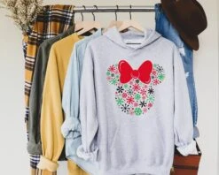 Disney Christmas Hoodie,Snowflake Minnie Head Hoodie, Disney Holiday Hood Disney Vacation Hoodie, Gift For Christmas,Matching Familly Hoodie