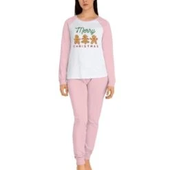 Merry Christmas Gingerbread Cookies Women's Pajama Set, Gingerbread Man And Woman, Christmas Tree, Matching Family Pajama Sets, Sleepwear