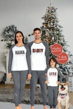 Claus Family Christmas Pajamas - Matching Family Christmas Pajamas With Dog - Mama Claus - Daddy Claus - Buffalo Plaid Christmas Family Pjs