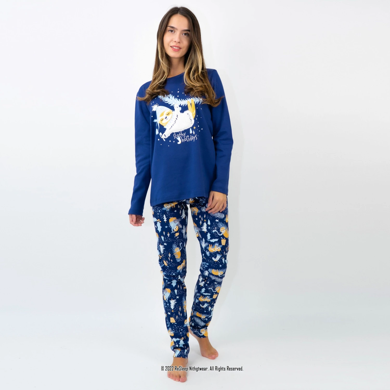 Sloth Pajamas, Christmas Family Pajamas, Holiday Jammies, Blue Xmas Matching Pjs, Secret Santa Gift, Christmas Pyjamas, Family Photoshoot 4 Sloth Pajamas, Christmas Family Pajamas, Holiday Jammies, Blue Xmas Matching Pjs, Secret Santa Gift, Christmas Pyjamas, Family Photoshoot - Image 2