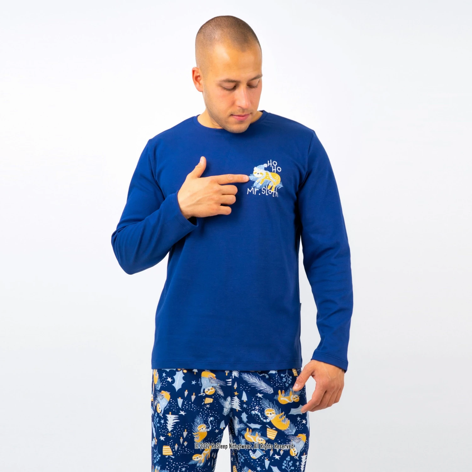 Sloth Pajamas, Christmas Family Pajamas, Holiday Jammies, Blue Xmas Matching Pjs, Secret Santa Gift, Christmas Pyjamas, Family Photoshoot 7 Sloth Pajamas, Christmas Family Pajamas, Holiday Jammies, Blue Xmas Matching Pjs, Secret Santa Gift, Christmas Pyjamas, Family Photoshoot - Image 5