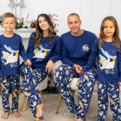 Sloth Pajamas, Christmas Family Pajamas, Holiday Jammies, Blue Xmas Matching Pjs, Secret Santa Gift, Christmas Pyjamas, Family Photoshoot