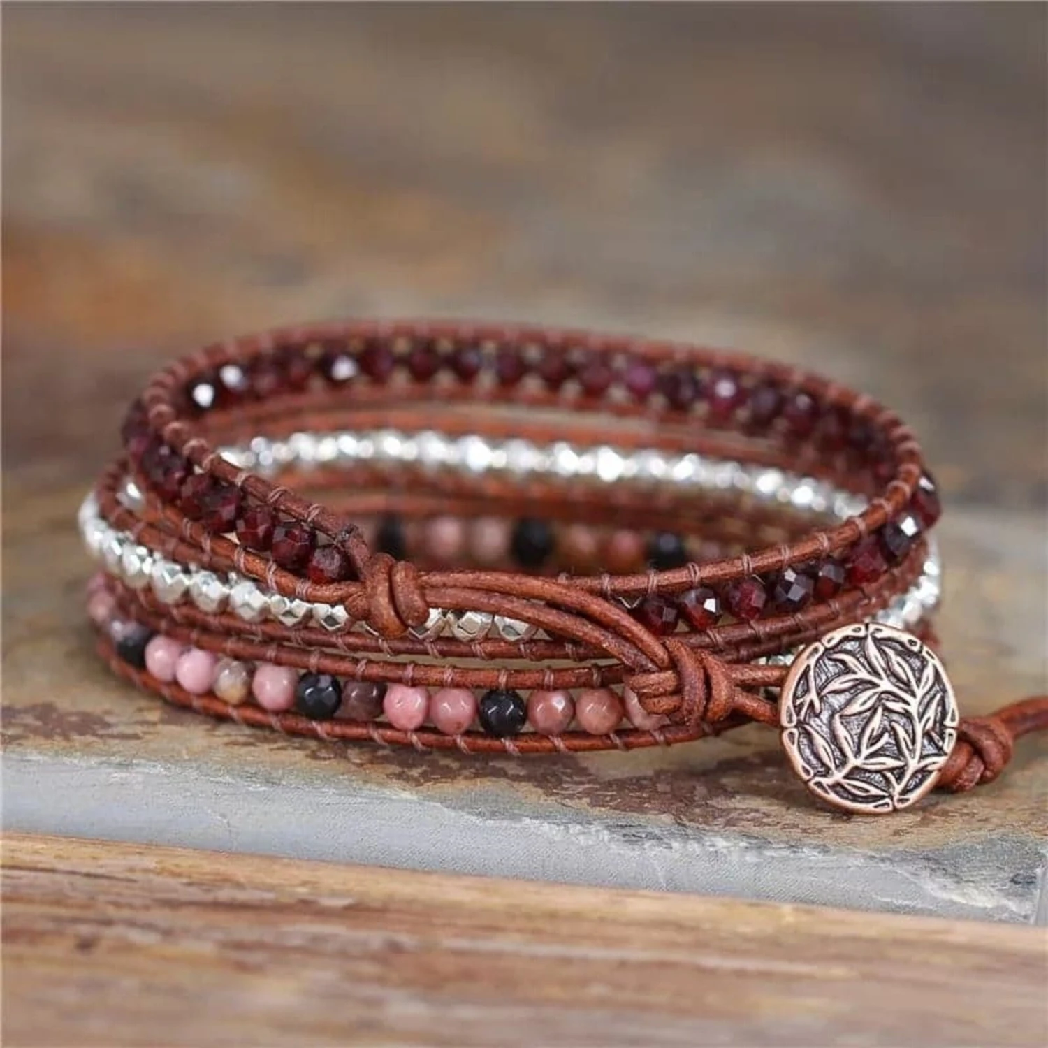 Inca Rose Garnet Rhodochrosite Bracelet 4mm Beads Bohemian Bracelet Adjustable Dainty Bracelet Classy Simple Jewellery Classy Christmas Gift 4 Inca Rose Garnet Rhodochrosite Bracelet 4mm Beads Bohemian Bracelet Adjustable Dainty Bracelet Classy Simple Jewellery Classy Christmas Gift - Image 2