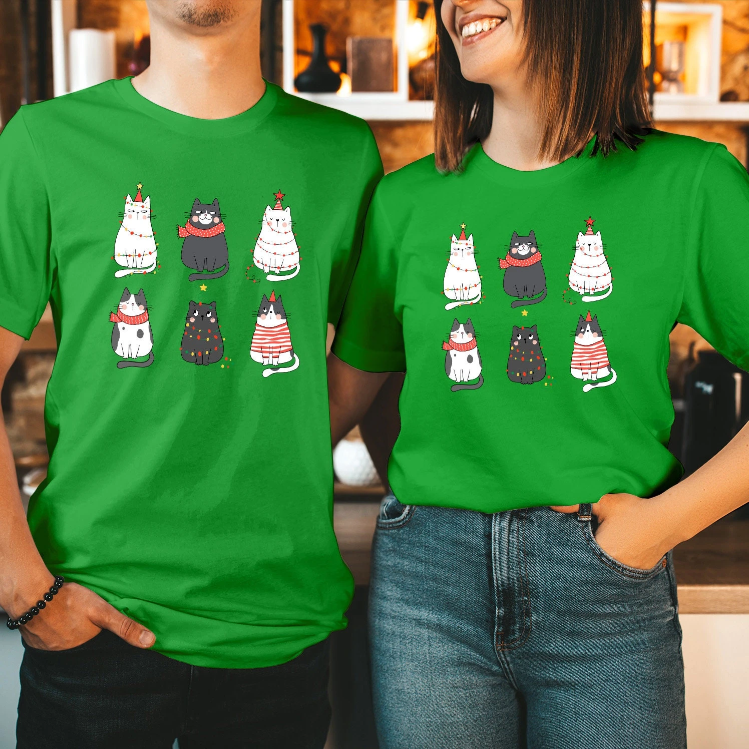 TSHIRT (5129) CHRISTMAS CAT Lighting Cats T-Shirt Funny Meowy Catmas Elf Costume Outfit Xmas Holiday Gift Shirt 9 TSHIRT (5129) CHRISTMAS CAT Lighting Cats T-Shirt Funny Meowy Catmas Elf Costume Outfit Xmas Holiday Gift Shirt - Image 7