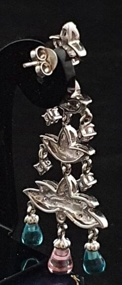 Sterling Silver, Crystal And Stone Set Chandelier "Christmas" Earrings -Jewellery Paradise il fullxfull.4308882850 ed7b