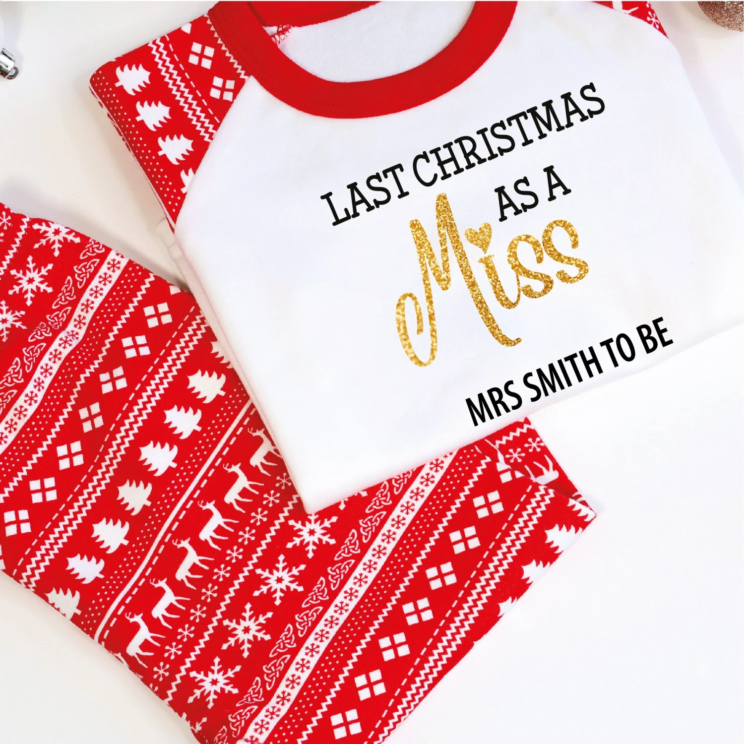 Last Christmas As A Miss Pyjamas, Mrs To Be Christmas PJs For Bride To Be 2023, Christmas Gift For Fiancée Wife To Be 4 Last Christmas As A Miss Pyjamas, Mrs To Be Christmas PJs For Bride To Be 2023, Christmas Gift For Fiancée Wife To Be - Image 2