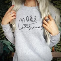 SWEATSHIRT (5022) MERRY CHRISTMAS Tree Sweatshirts Pine Tree Funny Gift For Men Women Kids Family Holiday Xmas Jumper -Jewellery Paradise il fullxfull.4310833969 gs32