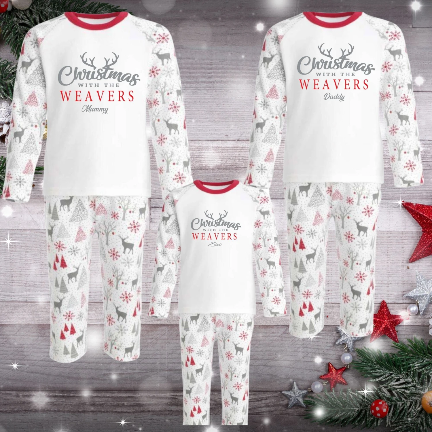 Personalised FamilyMatching Surname Christmas Pyjamas Festive Matching Family Reindeer Pyjamas Christmas Eve Box Pajamas 3 Personalised FamilyMatching Surname Christmas Pyjamas Festive Matching Family Reindeer Pyjamas Christmas Eve Box Pajamas