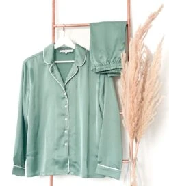 Sage Green Personalised Women's Christmas Sage Green Pyjamas/ Pajamas Women’s Gift Pyjama Gift