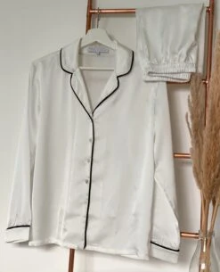 White And Black Personalised Women's White And Black Pyjamas/ Pajamas Christmas Pyjamas Personalised Pyjamas Personalised Gift