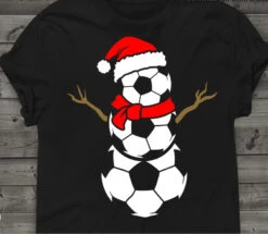 TSHIRT (5298) FOOTBALL SNOWMAN Santa Hat England Soccer Cute Christmas Things Outfit Elf Costume Xmas Family Holiday Christmas