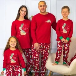 Christmas Matching Family Pajamas, Red Xmas Jammies, Holiday Family Pajamas, Secret Santa Gift, Christmas Family Pyjamas, Winter Pjs, Photo