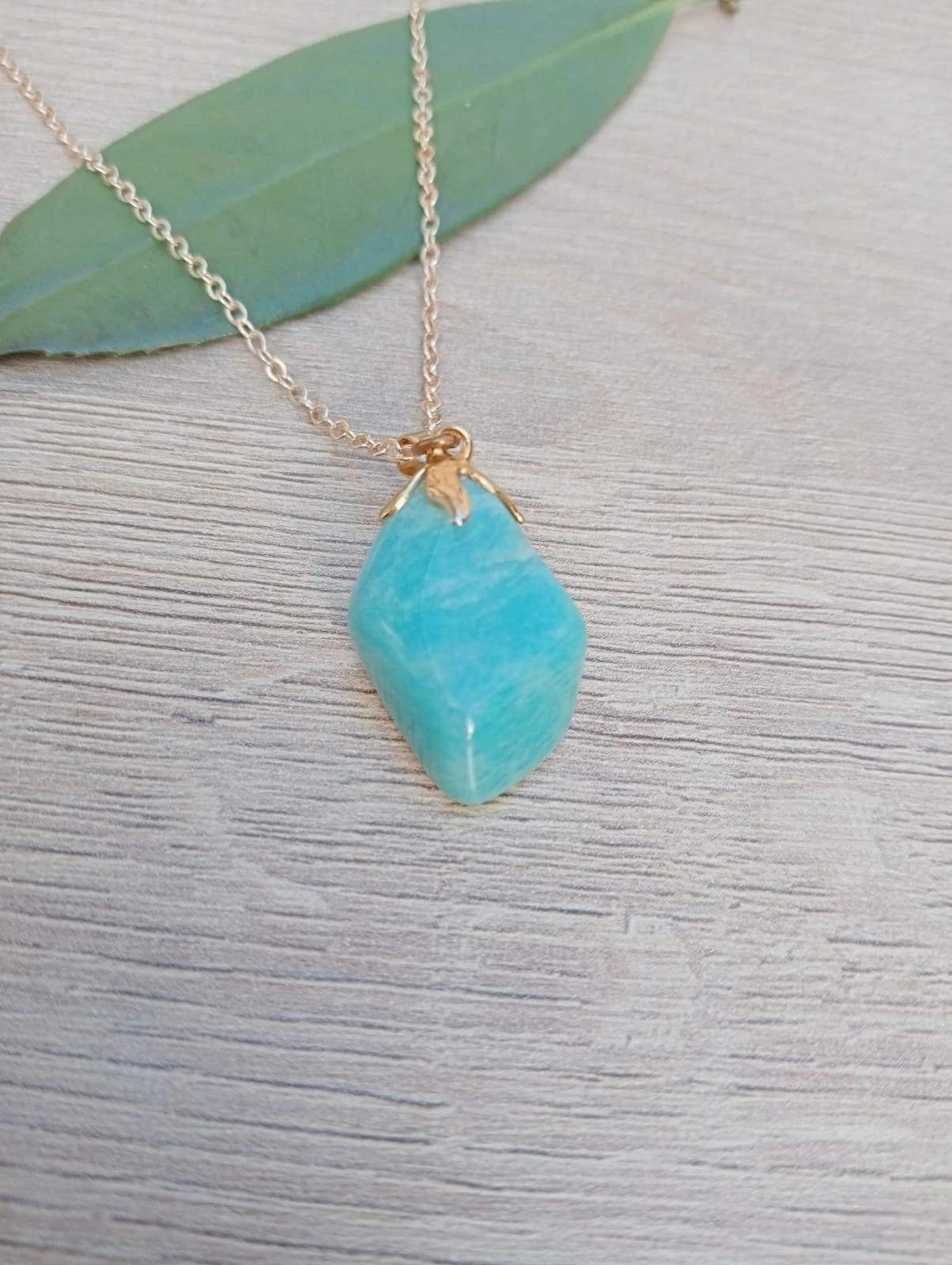 Natural Polished Amazonite Pendant, Cube Shaped Amazonite Pendant, Gold Plated Necklace, Perfect Gift For Christmas Or Birthday 7 Natural Polished Amazonite Pendant, Cube Shaped Amazonite Pendant, Gold Plated Necklace, Perfect Gift For Christmas Or Birthday - Image 5