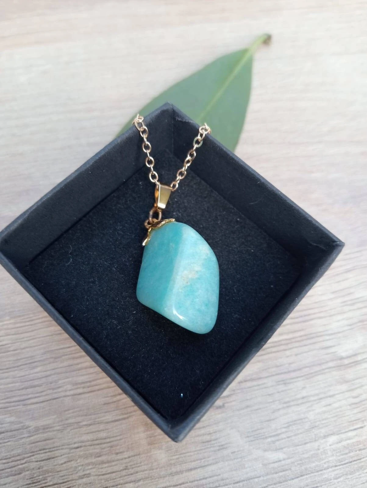 Natural Polished Amazonite Pendant, Cube Shaped Amazonite Pendant, Gold Plated Necklace, Perfect Gift For Christmas Or Birthday 5 Natural Polished Amazonite Pendant, Cube Shaped Amazonite Pendant, Gold Plated Necklace, Perfect Gift For Christmas Or Birthday - Image 3